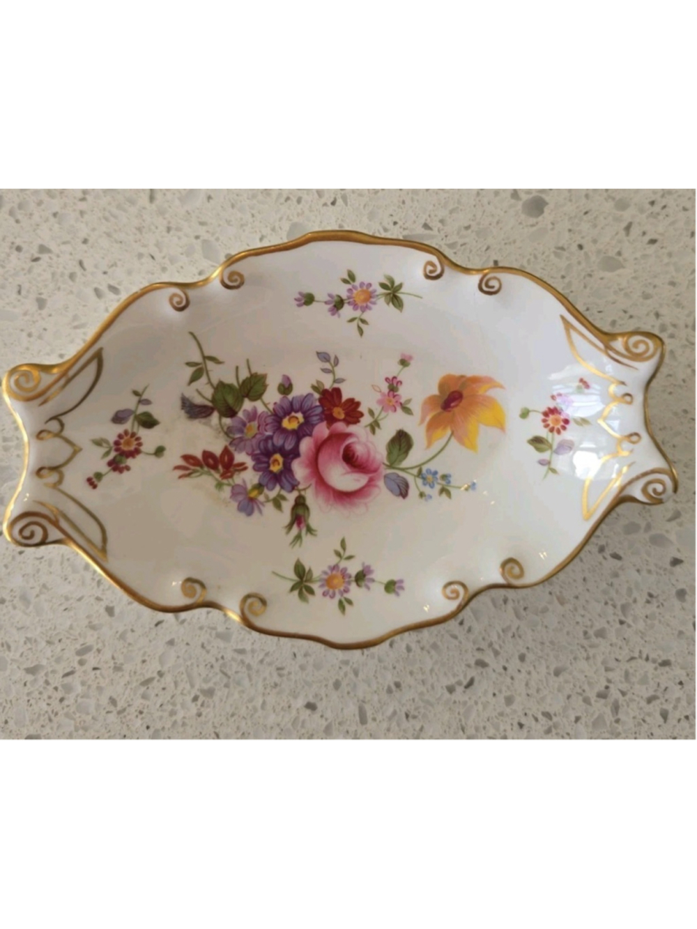 Royal Crown Derby Posies Trinket Tray 3.5 inch across and 5.5 inch length